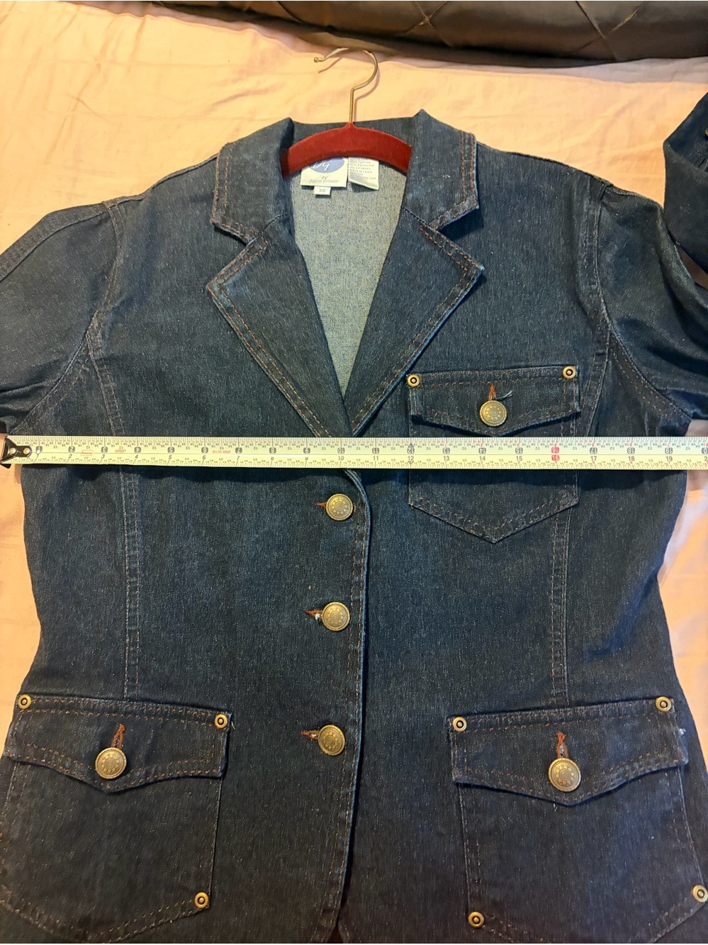 DG2 by Diane Gilman Dark Blue Denim Blazer Jacket